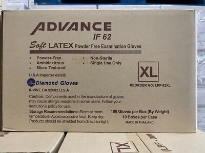 Advance Exam Cream Color Latex Gloves , Case Of 1000 PCs XL Powder Free 5.5 Mil