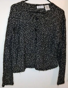 Suéter para mujer Mix It mezcla de mohair grande 4 botones grandes negro gris/blanco moteado - Imagen 1 de 3