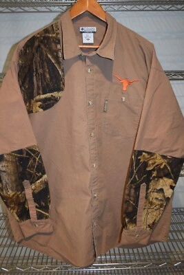 Texas Longhorns Columbia Hunting Button Up Camo Shirt Men's XXL 2X - Image 1 of 4