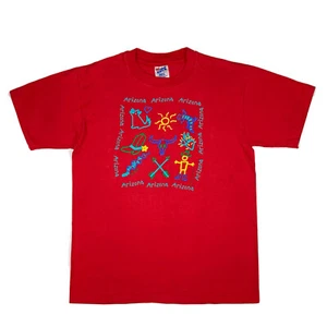 Vtg T-Shirt Arizona Western Cowboy Boots Art Puff Paint Youth Kids Large 90s USA - Picture 1 of 12