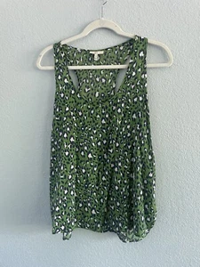 Joie Green Neely Leopard Print Racerback Silk Tank Top Size Medium - Picture 1 of 6