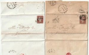 1844 x 2 LETTERE LONDRA STAZIONE GLOUCESTER ARRIVO PMKs POOLE & GAMLEN >T BAILEY - Foto 1 di 2
