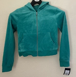 Art Class Girls Crop Top Zip Up Hooded Sweatshirt Large Hoodie Athletic Green - Picture 1 of 7