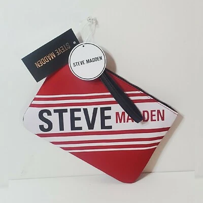 BOLSA MUÑECA STEVE MADDEN MUJER ESTUCHE DE VIAJE BOLSO ROJO LOGO BOLSA PLANA Foto 1 de 4