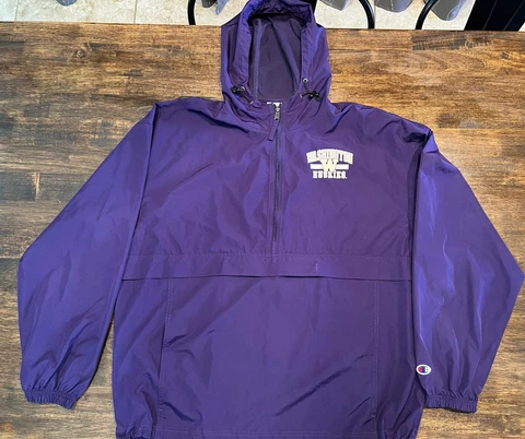 Champion Washington Huskies Windbreaker XL Half Zip Hoodie NCAA Jacket Purple UW Cover