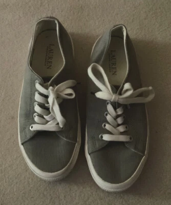 Zapatilla deportiva informal con cordones Ralph Lauren gris para mujer talla 6,5 JK Foto 1 de 4