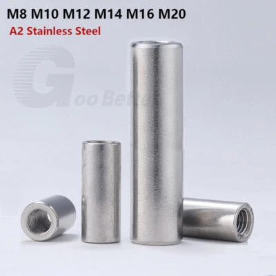 Gewindemuffen M8 M10 M12 M14 M16 M20 Rund Verbindungsmutter Langmutter Edelstahl - Bild 1 von 4
