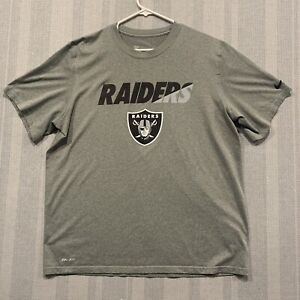 Nike T-shirt Dri-Fit Men XL Oakland Raiders Football Gray Short Sleeve Las Vegas