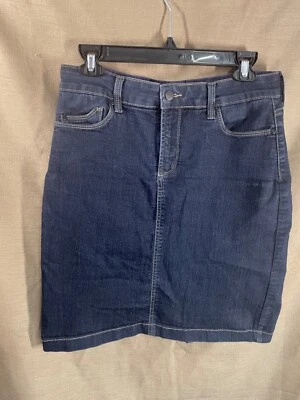 Falda Jean NYDJ 6P Algodón Poliéster Mezcla Spandex Cremallera Botón Frontal Foto 1 de 4