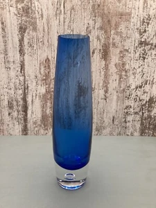 Vintage Mid Century Modern Blue Cobalt Tall Glass Vase  - Picture 1 of 5