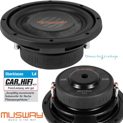 MUSWAY MWS822 500 Watt 20cm Flach-Subwoofer Auto Bass klein 2+2 Ohm - Bild 1 von 4