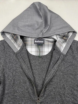 Sudadera con capucha BARBOUR para hombre talla S mezcla de lana tejida (NUEVA EN CAJA) bolsillos de revestimiento tartán gris Foto 1 de 4