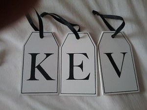 Wooden Alphabet Tag 'KEV' NEW