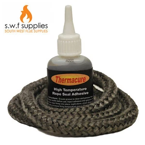 Black Stove/Fire Rope 8mm 2m Length & Glue Kit Woodburner Log Burner Door Seal - Picture 1 of 1