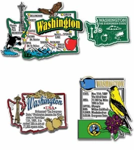 Washington vierteiliges State Magnet Set von Classic Magnets, enthält 4 Designs - Bild 1 von 3