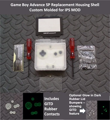 GameBoy Advance SP Replacement Housing Shell CLEAR custom molded for IPS - Image 1 of 4