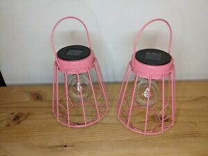 Pair of pink solar lamps (NEARLY NEW)