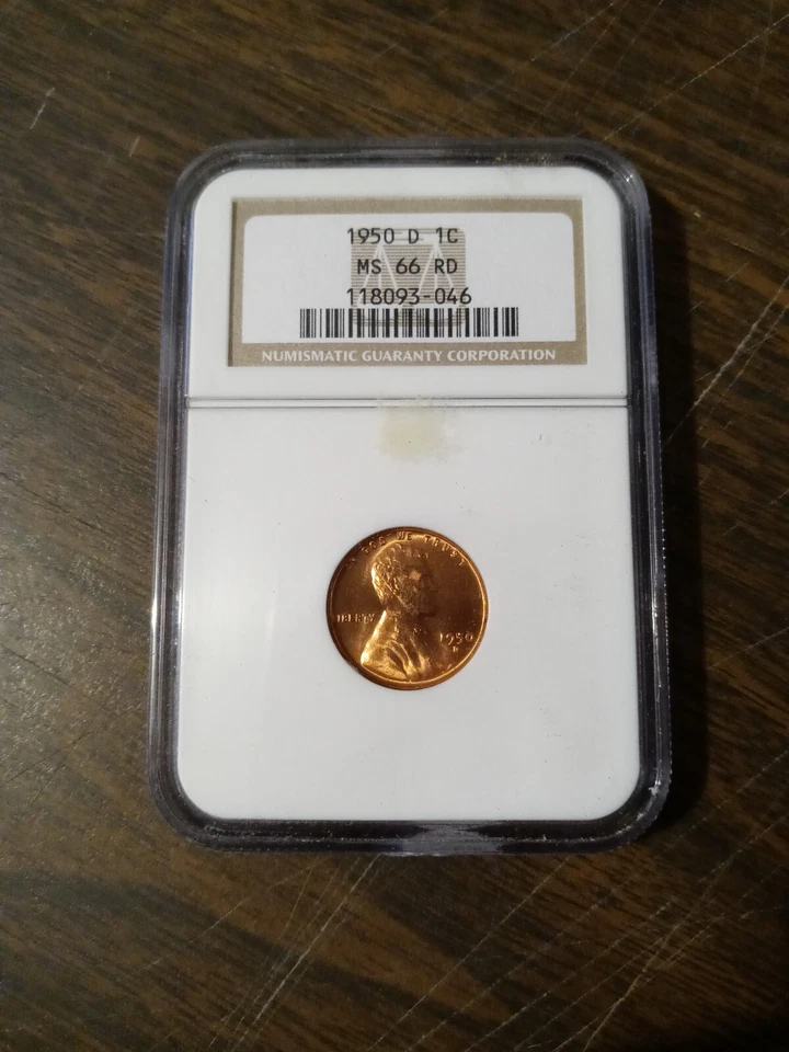 1950-D 1C Lincoln Wheat Penny NGC MS66 RD - 354582-030 - Image 1 of 4