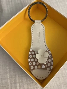 Furla Leather Key Charm-white Sandal W Flower - Picture 1 of 6