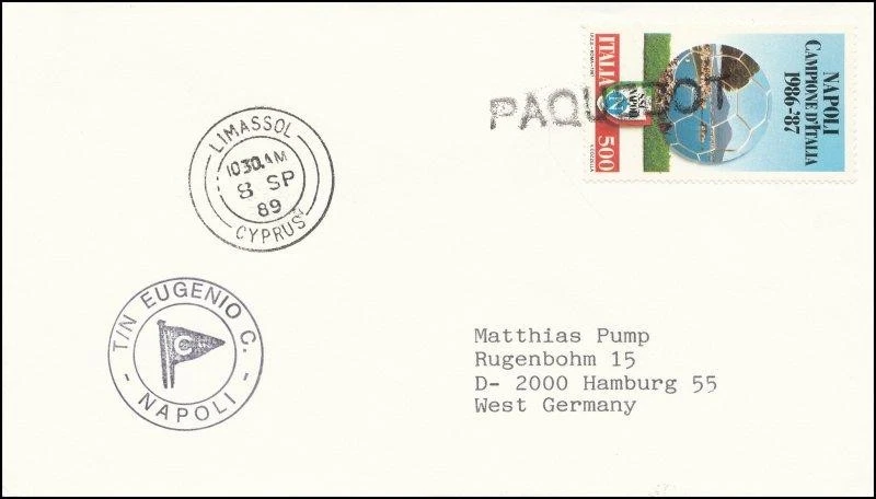 Paquebot cruise ship T/N EUGENIO C. Naples Costa Italy seapost Limassol Cyprus - Image 1 of 1