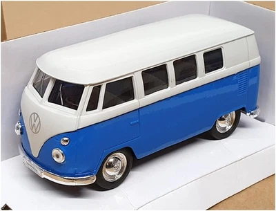 Welly 10.5cm Long Diecast 49764 - Volkswagen T1 Bus - Blue/Lt Grey - Image 1 of 4