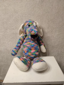 Dog Puppy Handmade Plush Toy Soft Knitted Multicoloured Boys Girls Buddy - Picture 1 of 5