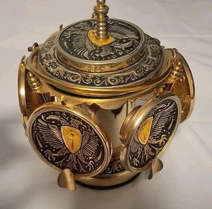 Vintage Gold Tone Ashtray Holder With Six Small Ash Trays - Picture 1 of 3