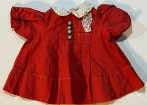 Vintage 40’s Doll Dress Red, Pocket with scarf 9 1/2" Tagged 22 - Bild 1 von 17