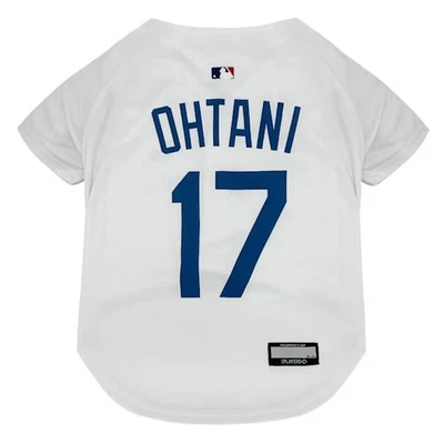 Pets First MLB Los Angeles Dodgers Dog Jersey White (L) Shohei Ohtani 17 - Image 1 of 3