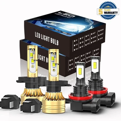 LED Headlight Bulbs +Fog Light 6000K Combo 4 Kit For Suzuki Swift 2007-2016 2019 - Image 1 of 4