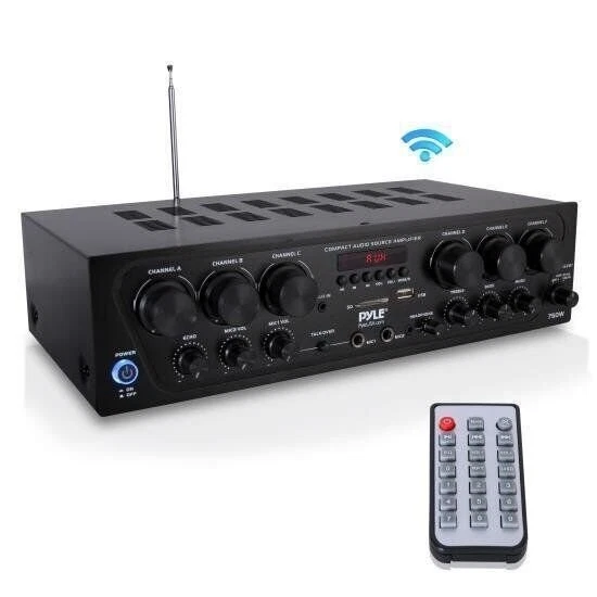 Pyle 5 Inputs 3 Outputs Karaoke Bluetooth Home Audio Amplifier PTA62BT