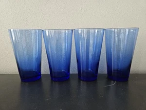 Bicchieri da bere vintage Libbey blu cobalto 16 once set di 4 - Foto 1 di 6