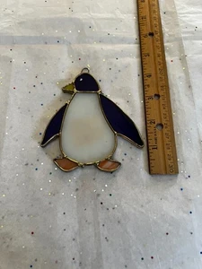 Gebrauchter Sonnenfänger Buntglas Fensterdeko Pinguin Made in Cape Cod - Bild 1 von 9