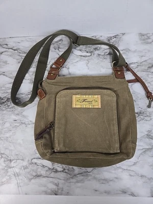 Bandolera bandolera de colección Fossil - con adornos de lona y cuero Foto 1 de 4