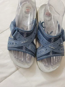 New EARTH SPIRIT Size 10 Gelron Cushion Blue Suede SANDALS Slip On Slides - Picture 1 of 7