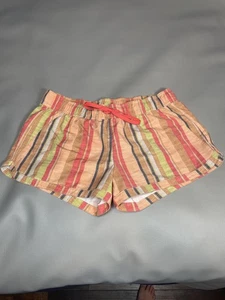 prAna Shorts Womens Small Multicolor Striped Drawstring Mariya Papaya Soleil - Picture 1 of 9