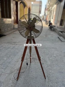 3-Speed Energy-Efficient Electric Modern Adjustable Wooden Tripod Pedestal Fan - Picture 1 of 6