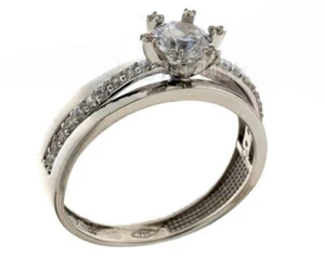 Anello oro 18 kt. solitario zirconia brillanti fantasy regalo matrimonio donna  - Imagen 1 de 4