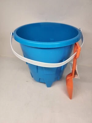 Cubo/pala redonda de playa, 8 pulgadas azul Foto 1 de 3