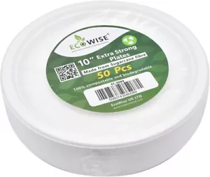 Super Rigid Strong Bagasse Disposable Party Paper Plates Biodegradable - Picture 1 of 23