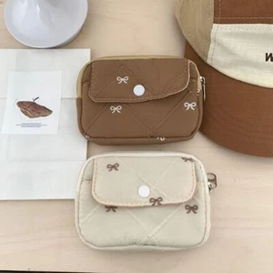 Embroidered Bow Small Lipstick Bag Cotton Clutch Bag Sweet Storage Bag Women - Picture 1 of 11