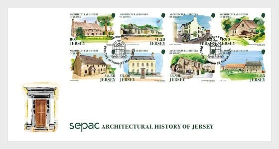 Jersey 2025 Architectural History SEPAC Architecture History building 8v mnh FDC - Image 1 of 1