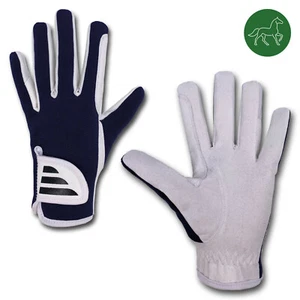 Reithandschuhe weiß/blau Reiter Handschuhe mit Zügelverstärkung Sommer Levaz