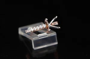 JGJ 18k Rose White Gold Solitaire With Accents Engagement Ring Band Mounting - Picture 1 of 7