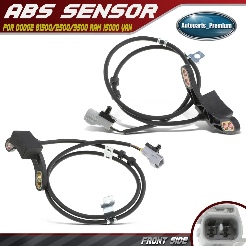 Sensor de velocidade de roda ABS frontal 2 peças para Dodge B1500/2500/3500 Ram 15000 Van - Imagem 1 de 4