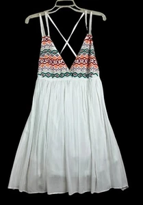 Vestido de verano blanco con tiras perforadas para mujer con bordado, forrado, nuevo sin etiquetas, grande - Imagen 1 de 11
