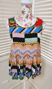 Obus Good Fortune Patchwork Quirky Top Size 0 Au 8, S. Relaxed Fit - Picture 1 of 5