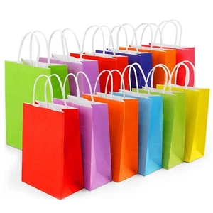 24 Pieces Kraft Paper Party Favor Bags With Handles, 8 Colors Small Gift Bags - Picture 1 of 6