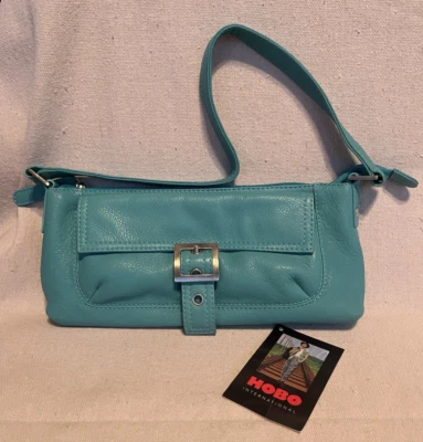 Bolso de Hombro Hobo International Turquesa Verde Azulado Pequeño Baguette Nuevo con Etiquetas 10"x5" Foto 1 de 4