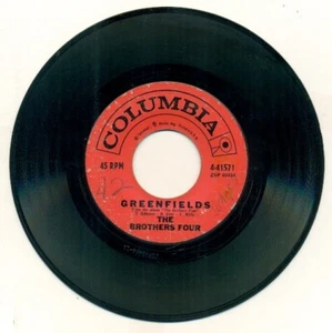 VINTAGE RECORD-45 rpm-THE BROTHERS FOUR-GREENFIELDS-ANGELIQUE-O - Imagen 1 de 2